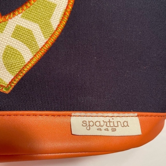 Spartina 449 Tote Bag Anchor Navy and Orange Canvas and Linen - Picture 10 of 11
